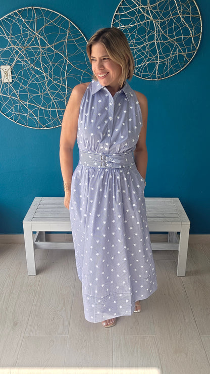 Stripes & Stars Belted Midi Dress