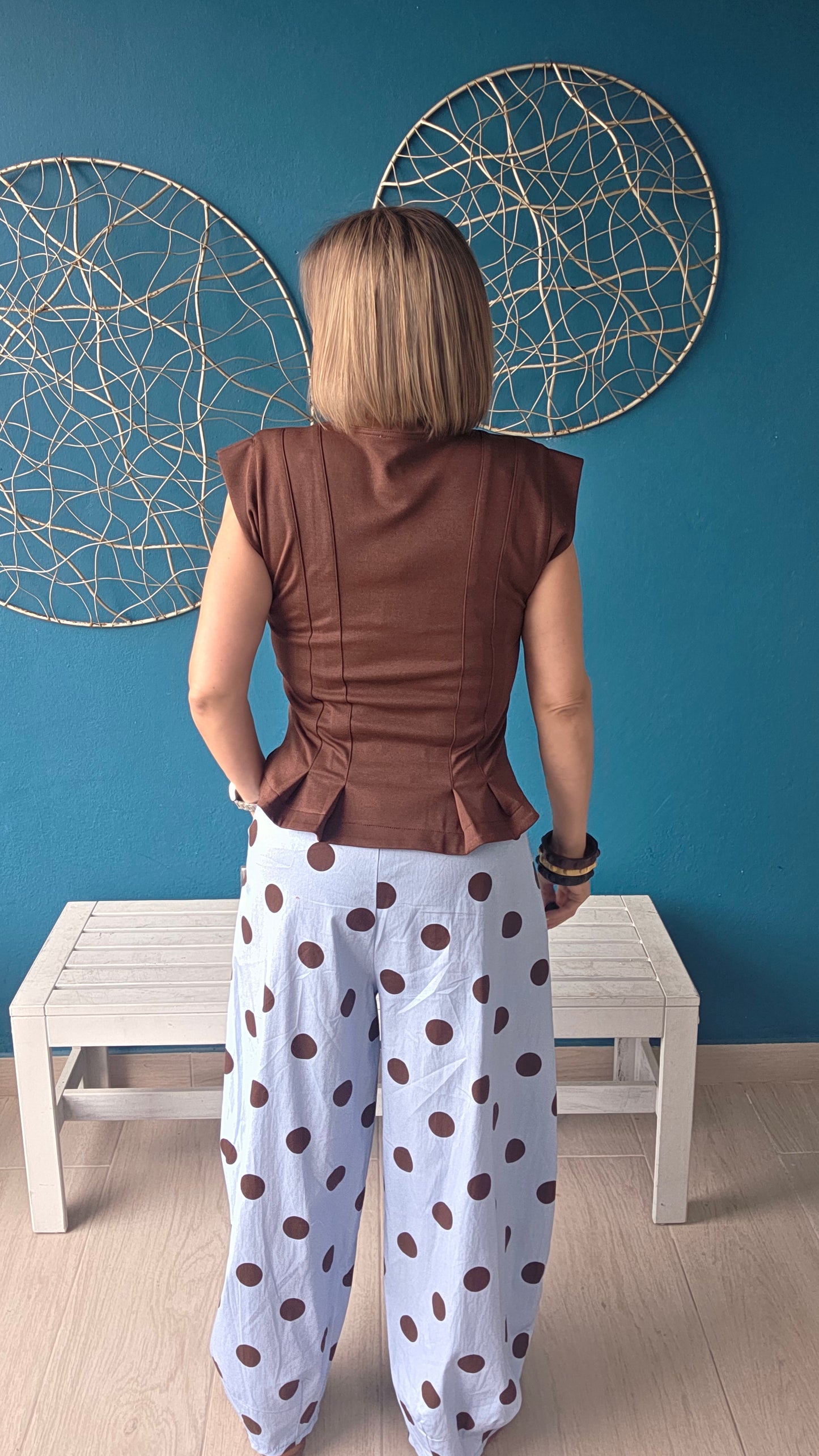 Blue Brown Dots Pants