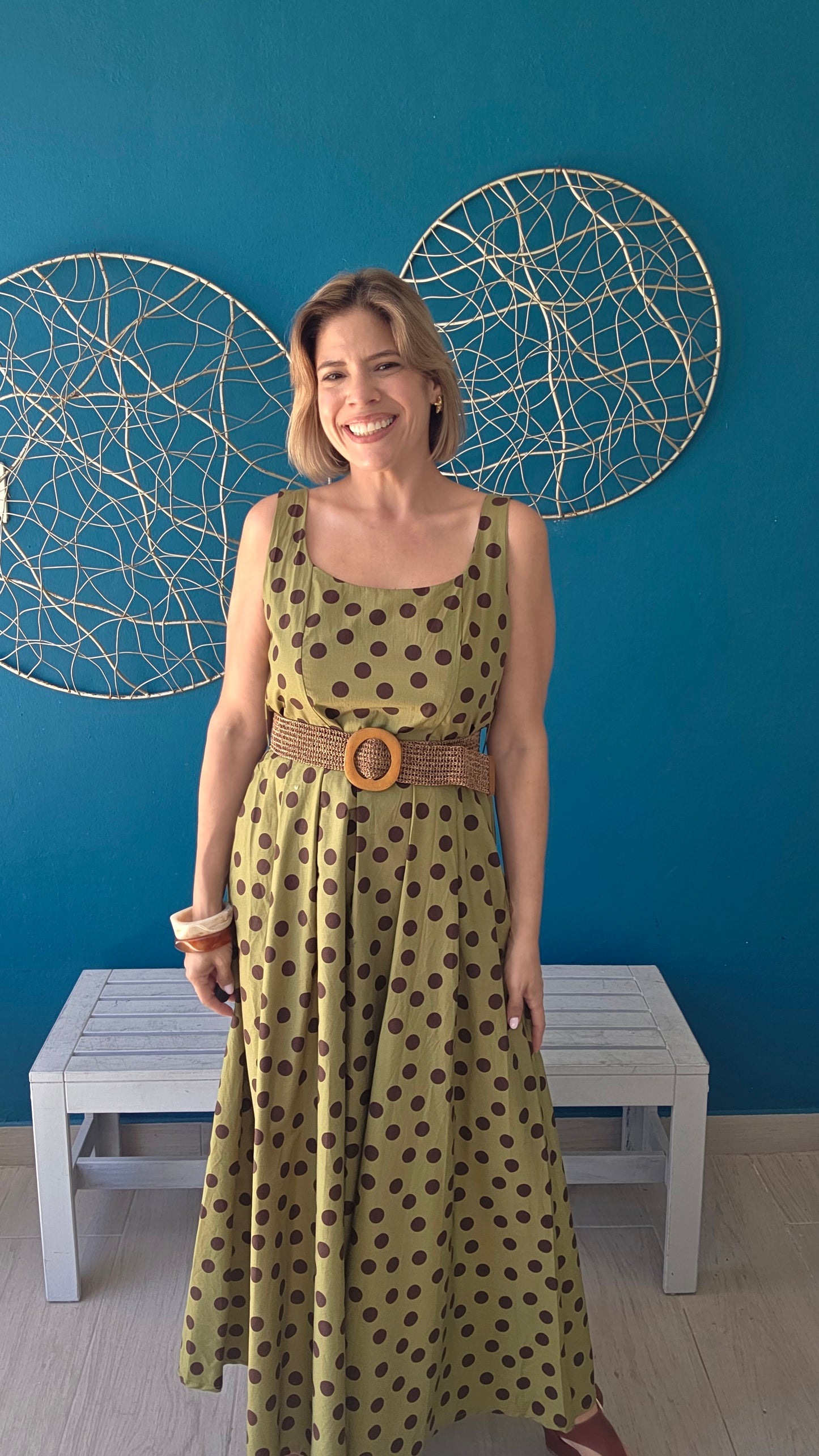 Polka Dots Belted Dress