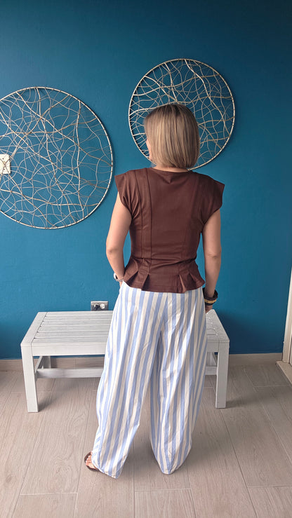Light Blue and White Stripes Pants