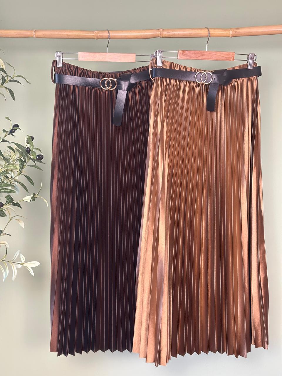Metallic Pleated Skirt
