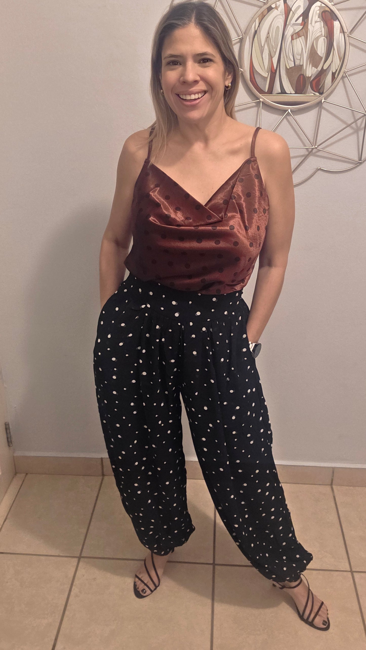 Black/Ivory Polka Dots Aladdin Pants