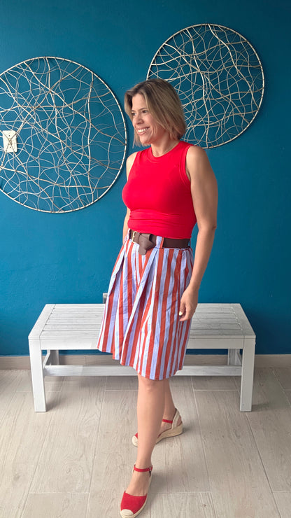 Striped Bermudas with Belt