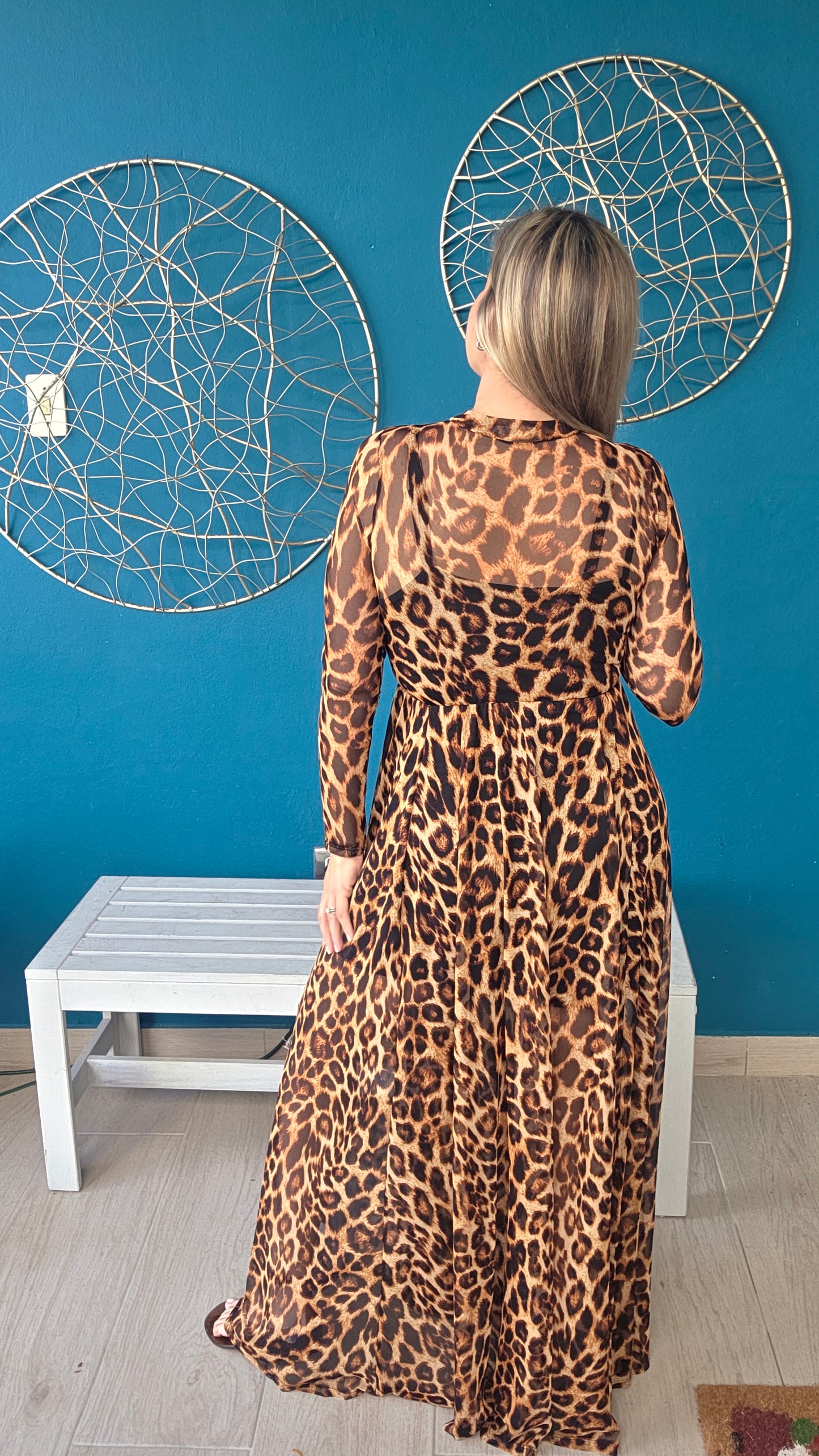Animal Print Mesh Dress