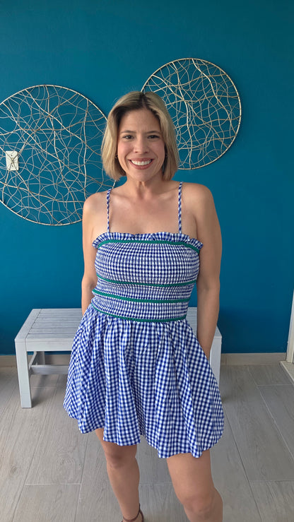 Blue Gingham Romper