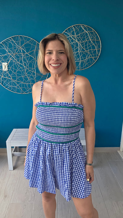 Blue Gingham Romper