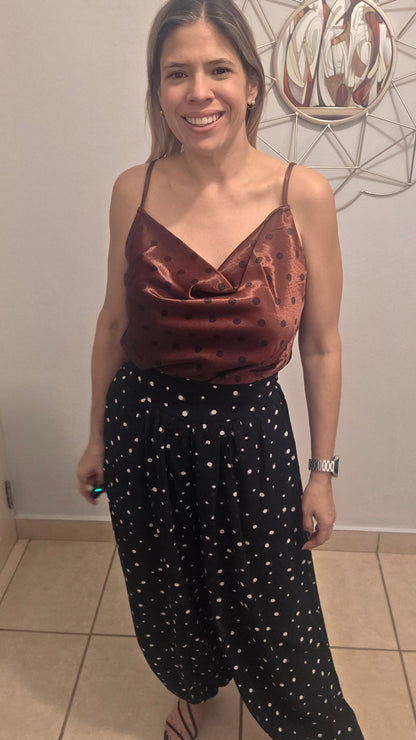 Black/Ivory Polka Dots Aladdin Pants