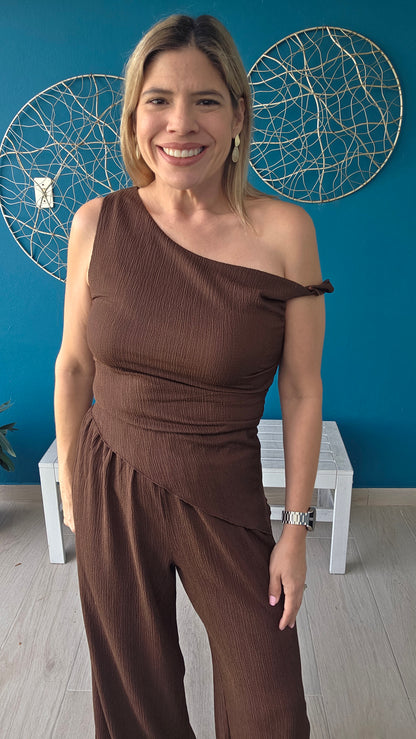 Chocolate Off Shoulder Set