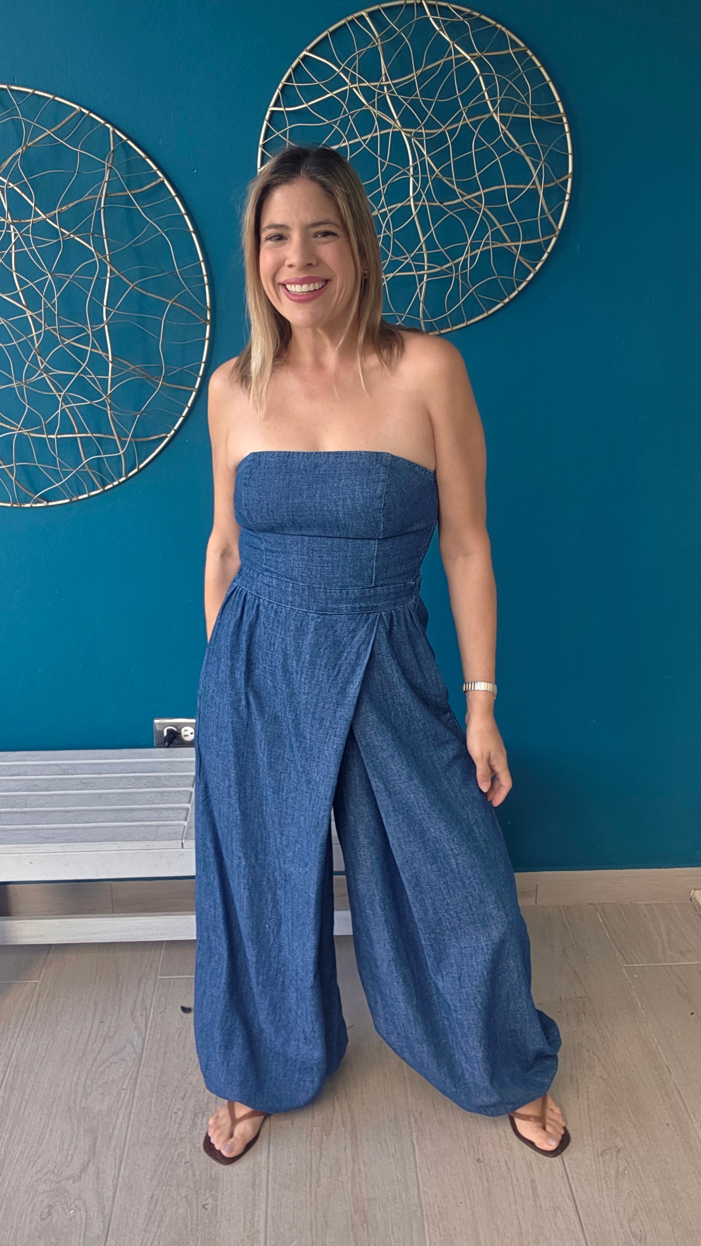 Strapless Denim Jumpsuit