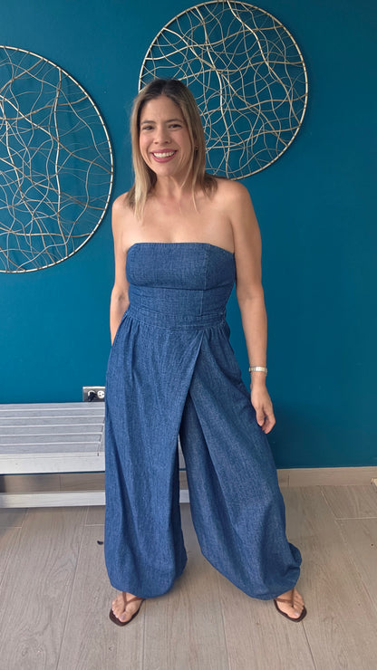 Strapless Denim Jumpsuit