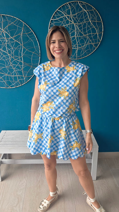 Gingham Lemons Skort Set