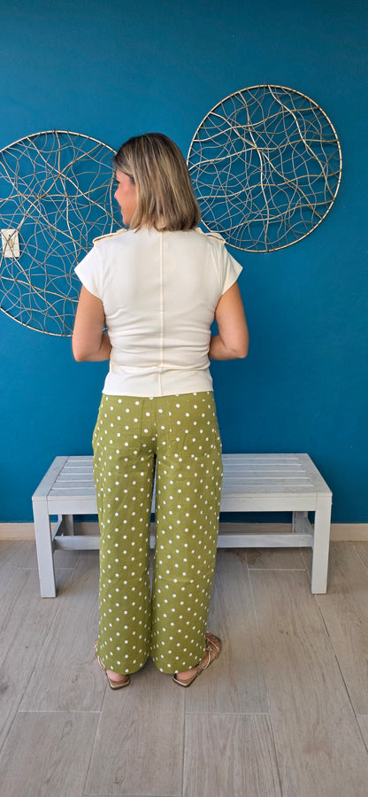 Sofia Polka Dot Olive Pants