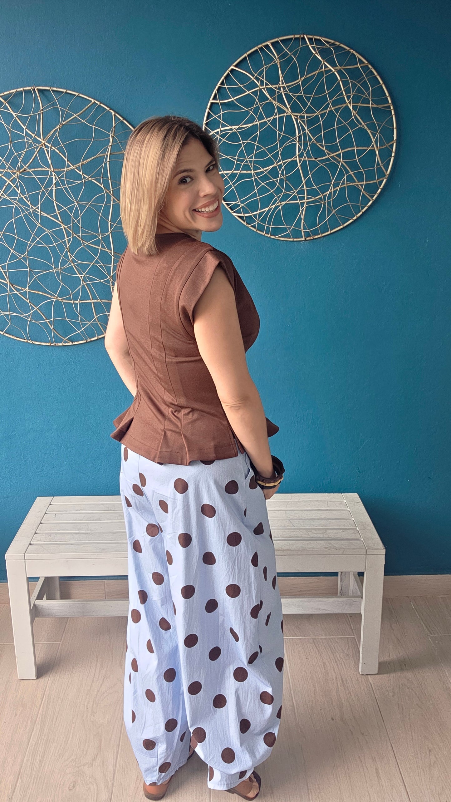Blue Brown Dots Pants