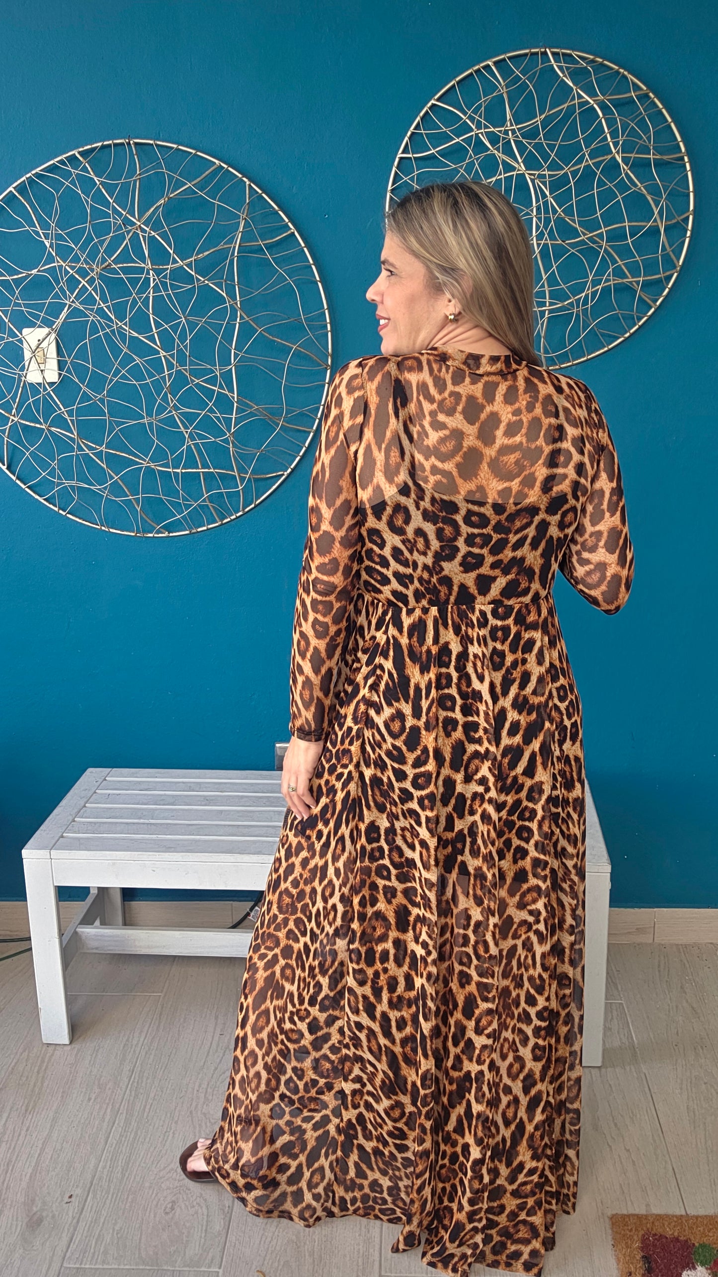 Animal Print Mesh Dress