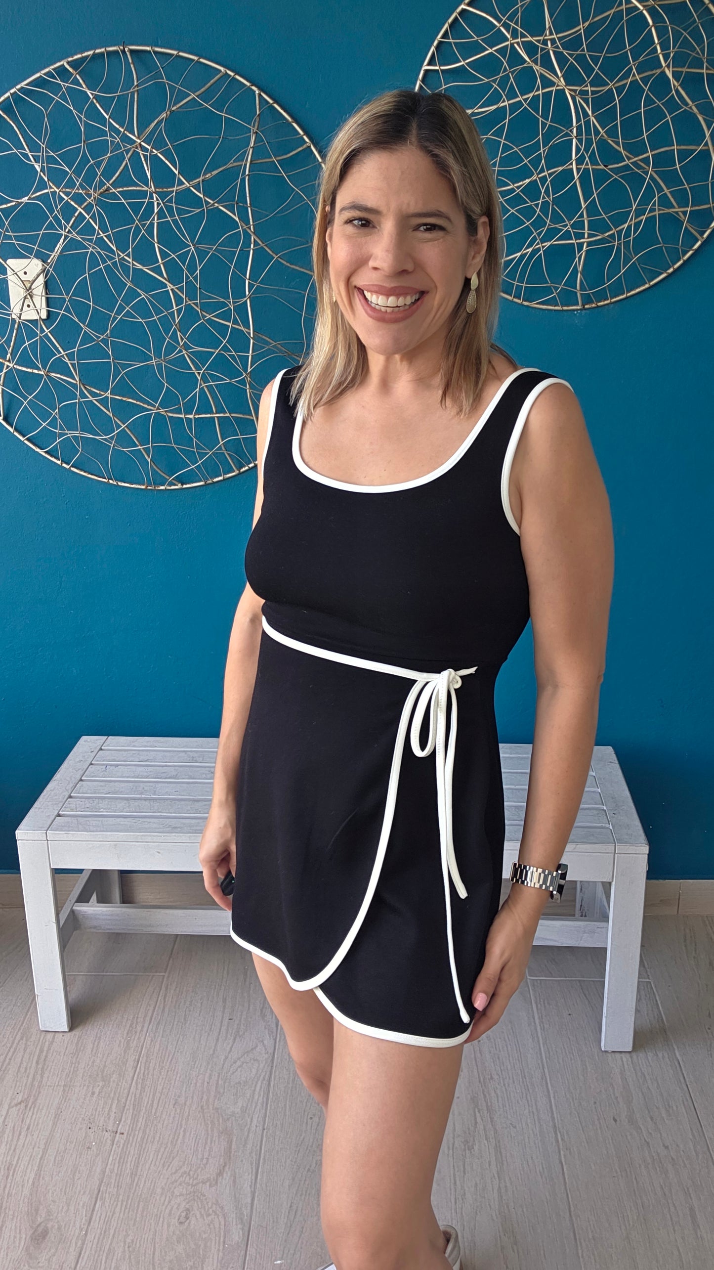 Scuba Terry Black Romper Dress