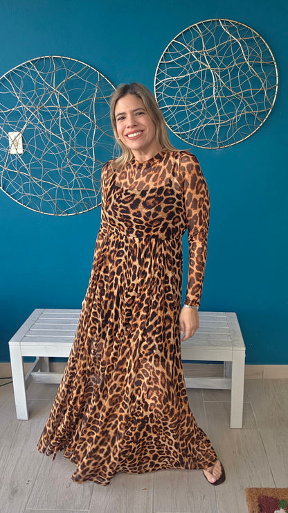 Animal Print Mesh Dress
