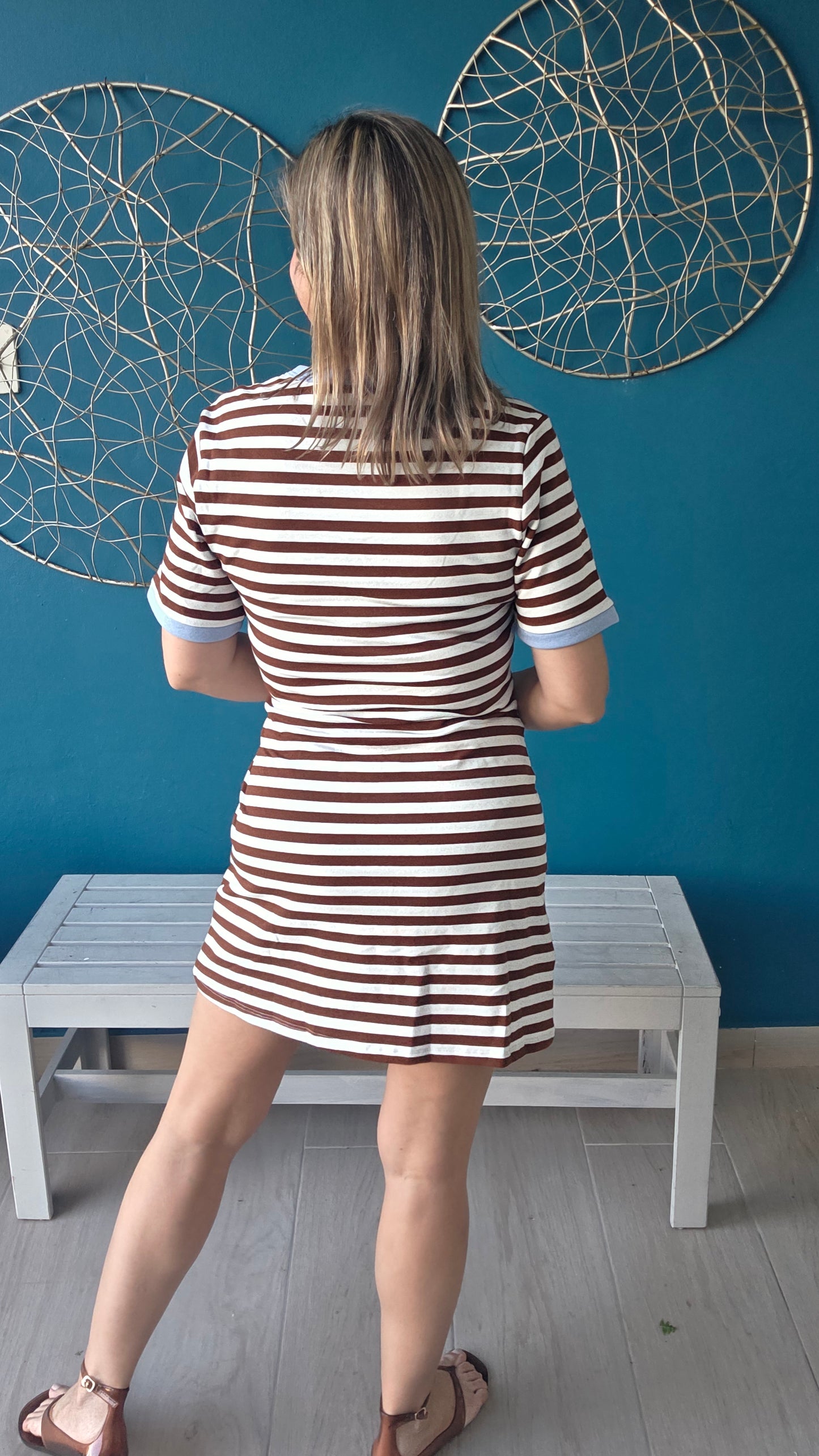 Chocolate Striped Waist Tie Mini Dress ✨