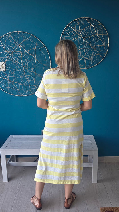 Yellow Stripes Midi Dress