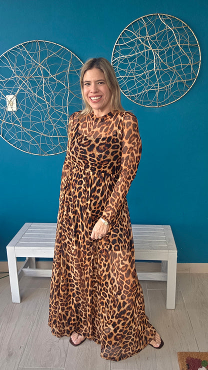 Animal Print Mesh Dress