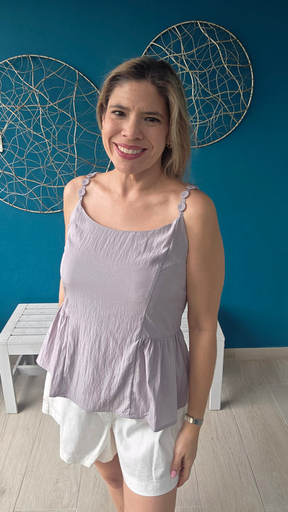 Button Detail Mauve Tank Top