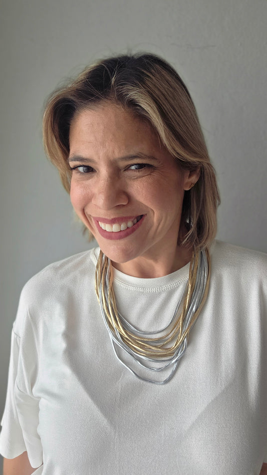 Handcrafted Layered Necklace - gold/silver