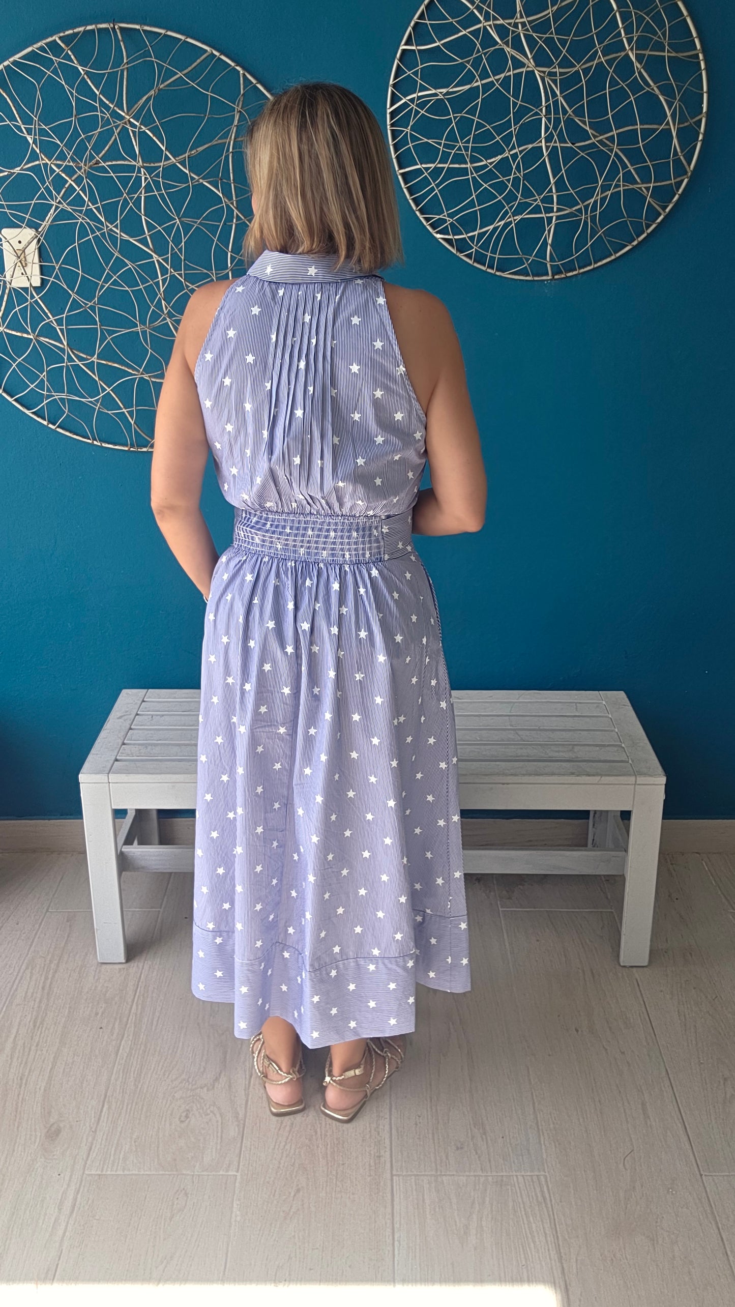 Stripes & Stars Belted Midi Dress