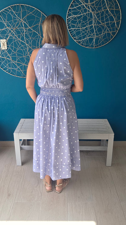 Stripes & Stars Belted Midi Dress