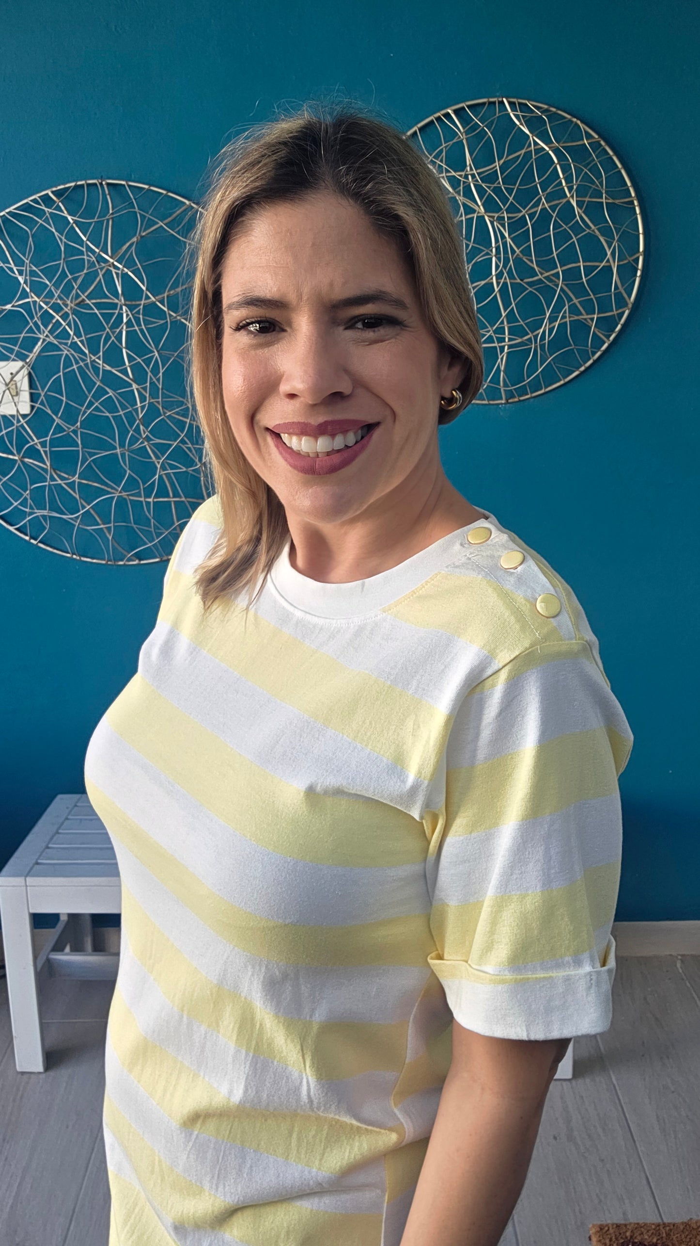 Yellow Stripes Midi Dress