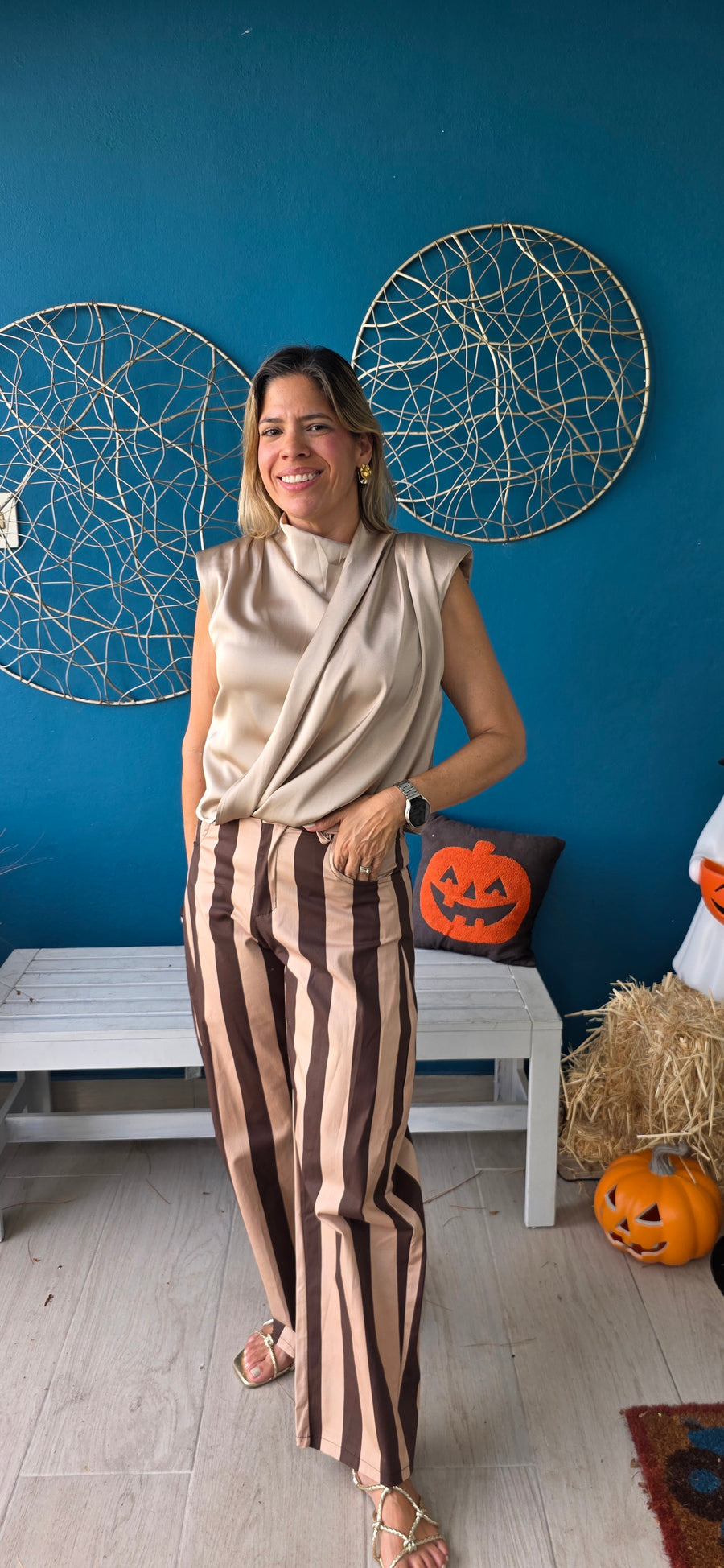 Autum Stripe Barrel Pant