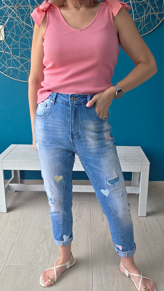 Heart Embroided Jeans