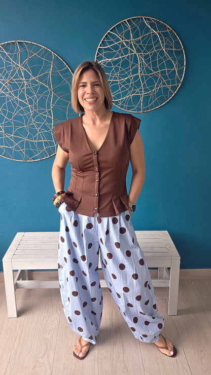 Blue Brown Dots Pants