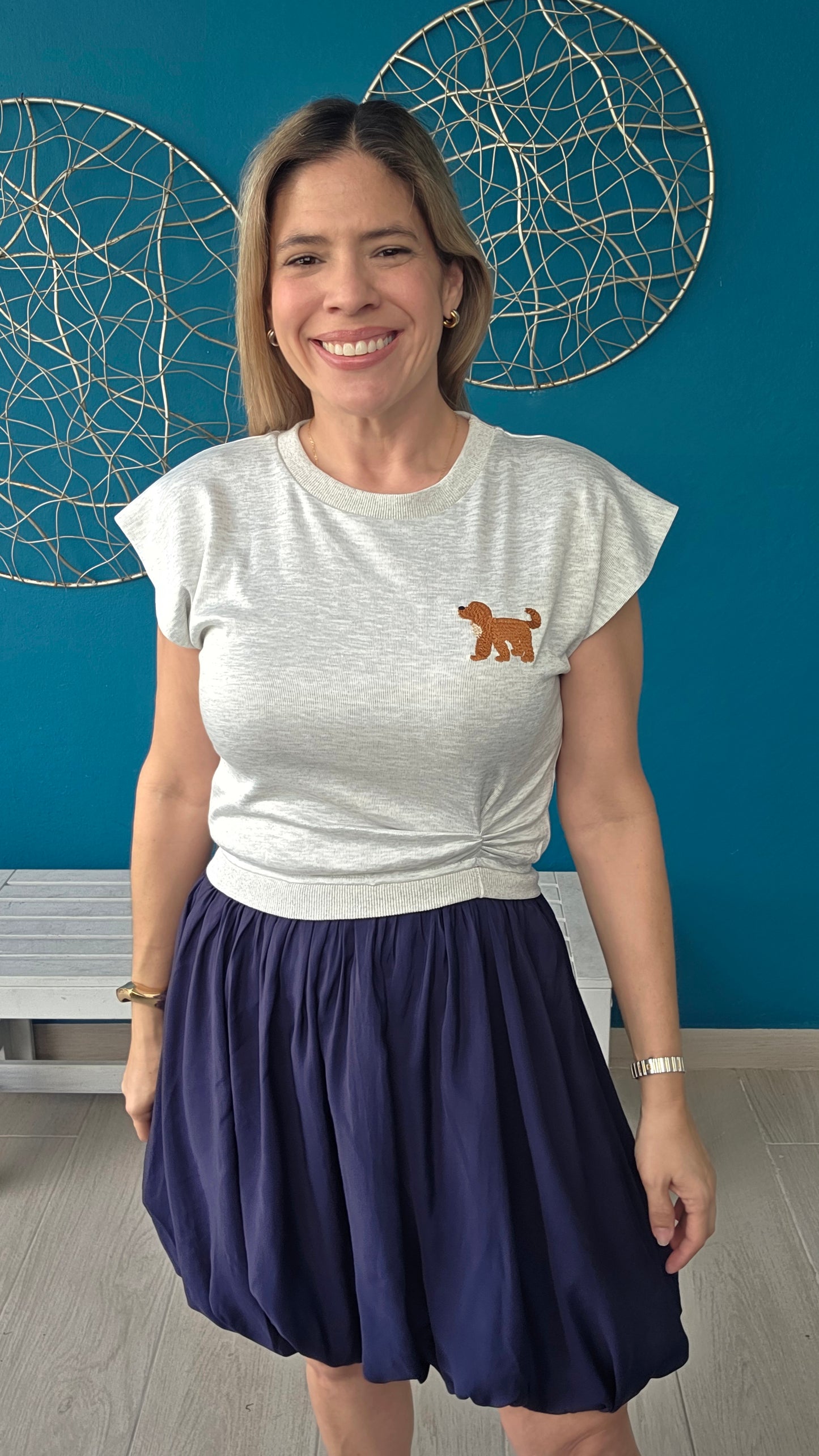 Puppy Asymmetrical Illussion Dress